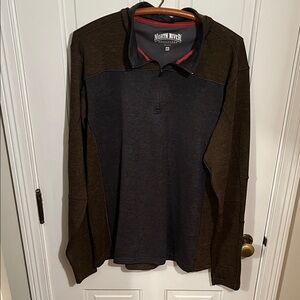 North River Men's Long Sleeve Two-Tone Shirt - Black and Brown